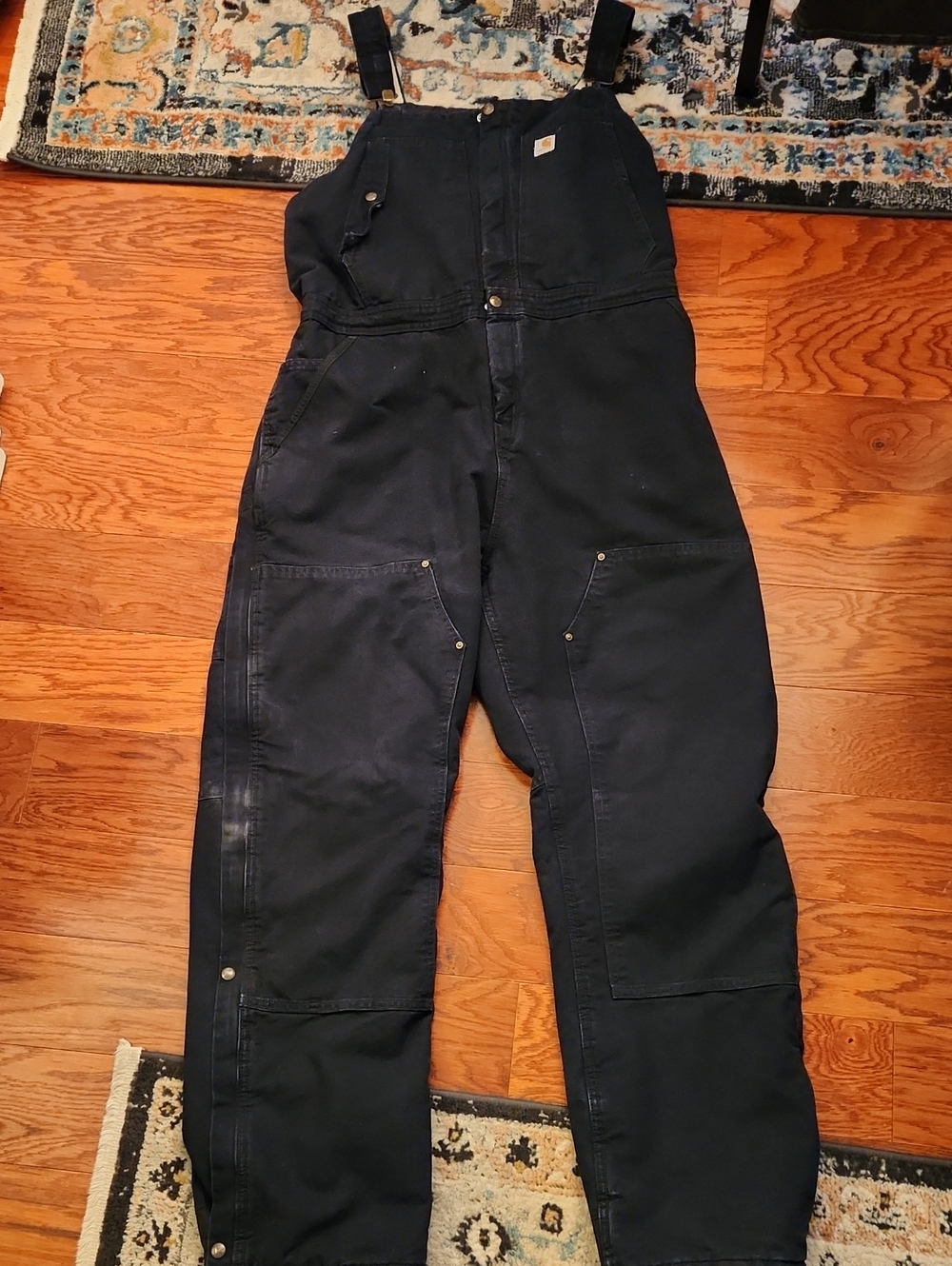 Vintage Carhartt Women's Quilted Black Relaxed Fit Duck Bib Overalls